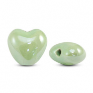 Abalorios de cerámica griega DQ corazón Verde claro