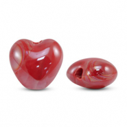 Abalorios de cerámica griega DQ corazón Rojo