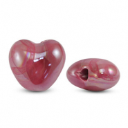 Abalorios de cerámica griega DQ corazón Rosa magenta