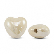 Abalorios de cerámica griega DQ corazón Blancuzco