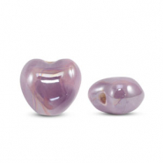 Abalorios de cerámica griega DQ corazón Morado