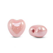 Abalorios de cerámica griega DQ corazón Rosa
