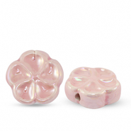Abalorios de cerámica flor Rosa claro