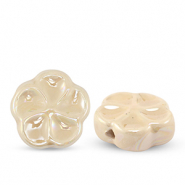 Abalorios de cerámica flor Beige