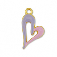 Colgantes metálicos DQ corazón Dorado-púrpura lila-rosa claro (sin níquel)