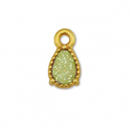 Colgantes met&aacute;licos DQ gota Dorado-glitter  verde claro (sin n&iacute;quel)