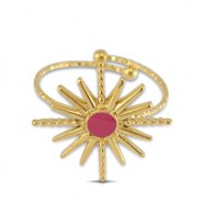 Anillos Acero Inox esmalte estrella Dorado-rosa oscuro