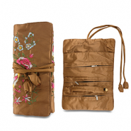 Estuche de joyas para viaje con flores Marrón