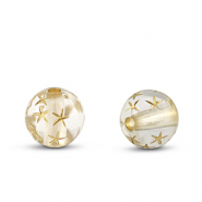 Abalorios acr&iacute;licos redondos con estrellas Transparente-dorado
