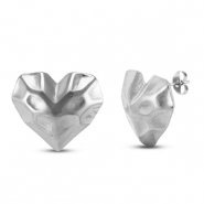 Pendientes Acero Inox corazón Plateado