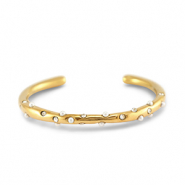 Pulseras Acero Inox bangle con imitación de perlas Dorado