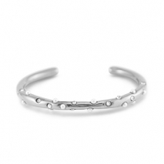 Pulseras Acero Inox bangle con imitación de perlas Plateado