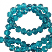 Abalorios faceteados disco 6x4mm Azul pac&iacute;fico