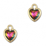 Colgantes de cristal corazón Cubierta AB-dorado