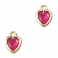 Colgantes de cristal corazón Rosa oscuro-dorado