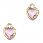 Colgantes de cristal corazón Rosa claro-dorado