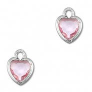 Colgantes de cristal coraz&oacute;n Rosa claro-plateado