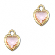 Colgantes de cristal corazón Melocotón-dorado