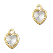 Colgantes de cristal corazón Transparente-dorado