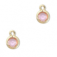 Colgantes de cristal redondos Rosa claro-dorado