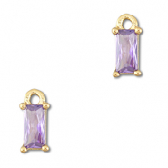 Colgantes de cristal rectángulo Lila claro-dorado