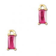 Colgantes de cristal rectángulo Rosa oscuro-dorado
