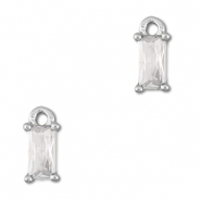 Colgantes de cristal rect&aacute;ngulo Transparente-plateado