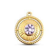 BY31® Colgantes Acero Inox redondos con anillo Dorado-lila claro