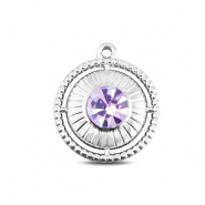 BY31® Colgantes Acero Inox redondos con anillo Plateado-lila claro