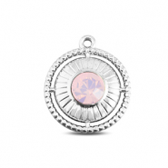 BY31® Colgantes Acero Inox redondos con anillo Plateado-rosa ópalo suave