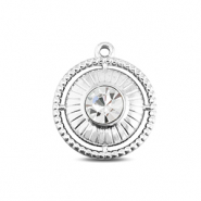 BY31® Colgantes Acero Inox redondos con anillo Plateado-cristal