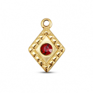 BY31® Colgantes Acero Inox rombo Dorado-rojo ruby