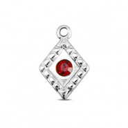BY31® Colgantes Acero Inox rombo Plateado-rojo ruby
