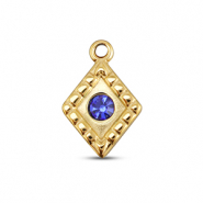 BY31® Colgantes Acero Inox rombo Dorado-azul zafiro