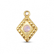 BY31® Colgantes Acero Inox rombo Dorado-rosa ópalo suave