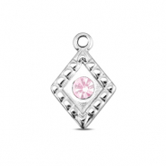 BY31® Colgantes Acero Inox rombo Plateado-rosa ópalo suave