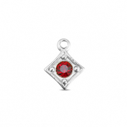 BY31® Colgantes Acero Inox rombo Plateado-rojo ruby