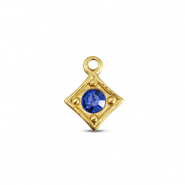 BY31® Colgantes Acero Inox rombo Dorado-azul zafiro