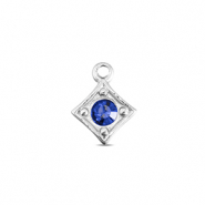 BY31® Colgantes Acero Inox rombo Plateado-azul zafiro
