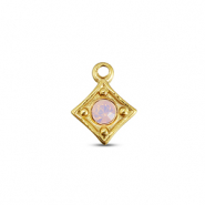 BY31® Colgantes Acero Inox rombo Dorado-rosa ópalo suave