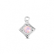 BY31® Colgantes Acero Inox rombo Plateado-rosa ópalo suave