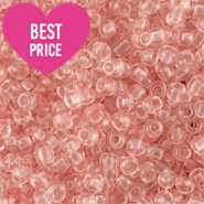 Rocalla cristal 8/0 (3mm) Rosa melocotón claro transparente