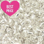 Rocalla cristal 12/0 (2mm) Transparente con revestimiento plateado