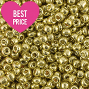 Rocalla cristal 12/0 (2mm) Dorado amarillo metálico brillante
