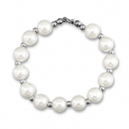 Colgantes llamativos collar de perlas Blanco-plateado