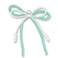Colgantes llamativos doble lazo Blanco-verde menta