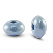 Abalorios de cerámica griega DQ rondeles Azul intenso