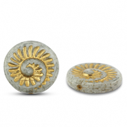 Abalorios Checos fossil shell 18mm Gris-doré