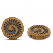 Abalorios Checos fossil shell 18mm Marrón camel-antracita