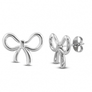 Pendientes Acero Inox lazo Plateado